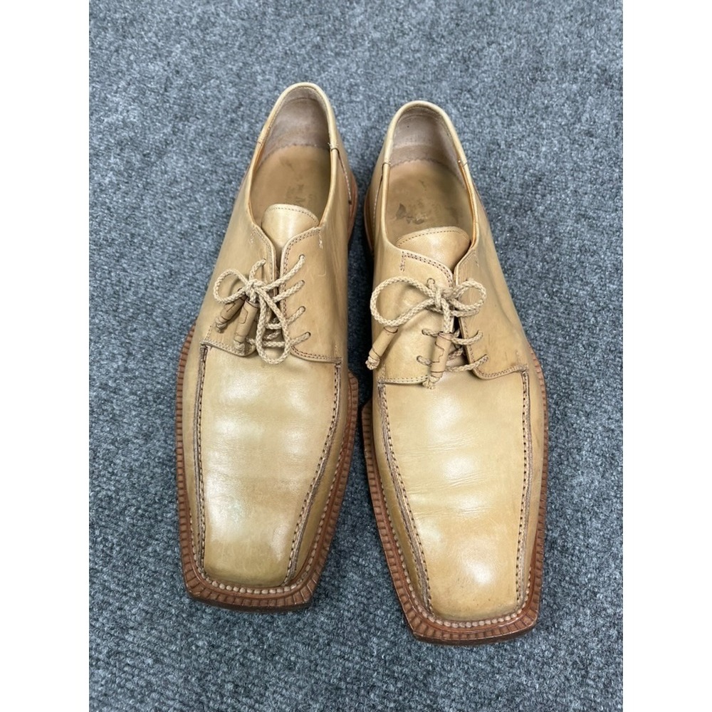 Fatte A Mano Per Musto Italy Oxford Yellow Light Khaki‎ Long Dress Shoes Sz 12